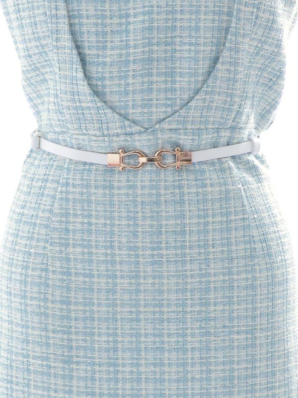 画像15: SALE!ノースリーブツイードタイトドレス/谷間見せ/タイト/ベルト/ミディアムドレス/キャバドレス【S-Mサイズ/1カラー】[OF03] 【IM】