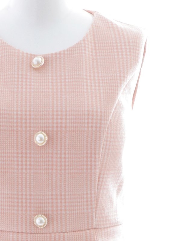 画像13: チェックノースリーブドレス/ボタン/タイトスカート/背中隠し/ノースリーブ/ミニドレス/キャバドレス【XS-Lサイズ/1カラー】[OF03B]【IM】