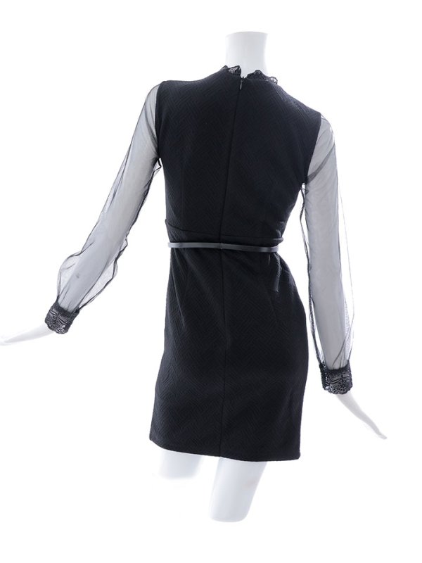 画像13: チュールスリーブドレス/チュール/ロングスリーブ/ベルト/タイト/谷間見せ/ミニドレス/キャバドレス【XS-Lサイズ/1カラー】[OF03B] 【IM】