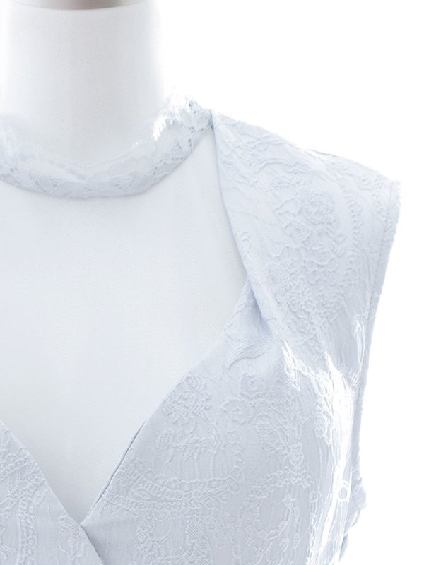 画像15: 花柄刺繍レースドレス/ノースリーブ/ベルト/胸元透け/谷間見せ/背中隠し/ミニドレス/キャバドレス【XS-Mサイズ/1カラー】[OF03B] 【IM】