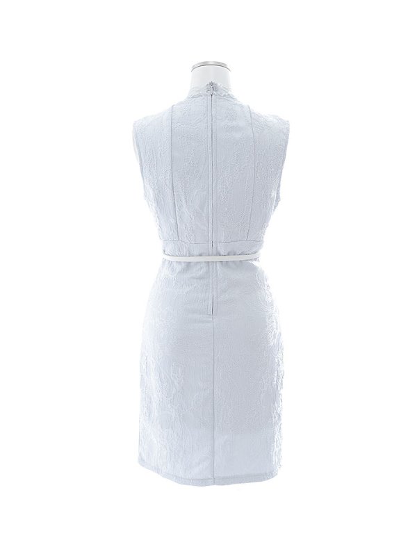 画像14: 花柄刺繍レースドレス/ノースリーブ/ベルト/胸元透け/谷間見せ/背中隠し/ミニドレス/キャバドレス【XS-Mサイズ/1カラー】[OF03B] 【IM】