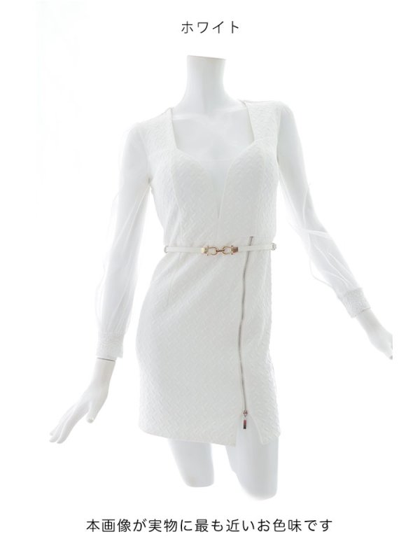 画像17: 再入荷!ボリュームシアースリーブ/チュール袖/ロングスリーブ/肌見せ/谷間見せ/背中見せ/タイト/ミニドレス/キャバドレス【S-Lサイズ/2カラー】[OF03B] 【IM】