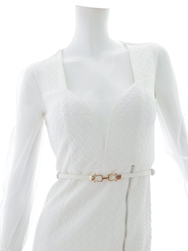 画像20: 再入荷!ボリュームシアースリーブ/チュール袖/ロングスリーブ/肌見せ/谷間見せ/背中見せ/タイト/ミニドレス/キャバドレス【S-Lサイズ/2カラー】[OF03B] 【IM】