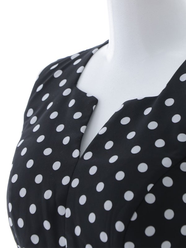 画像21: 水玉ワンピースドレス/フレアー/ノースリーブ/谷間見せ/背中隠し/ミディアムドレス/キャバドレス【S-Lサイズ/2カラー】[OF03B] 【IM】