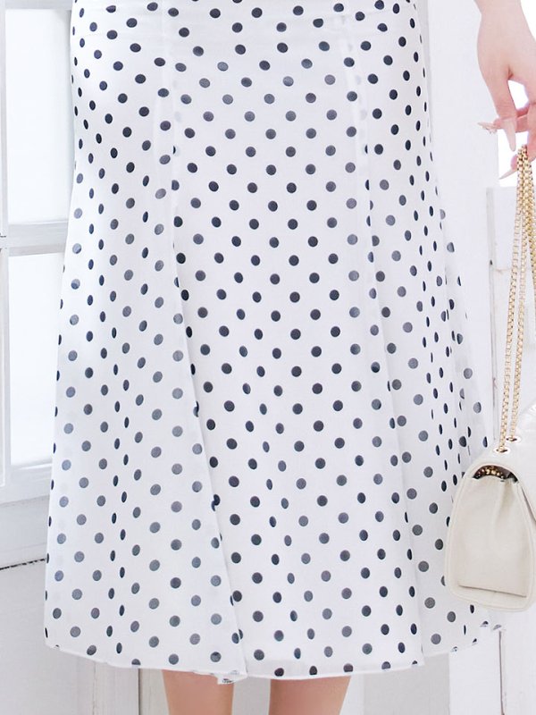 画像6: 水玉ワンピースドレス/フレアー/ノースリーブ/谷間見せ/背中隠し/ミディアムドレス/キャバドレス【S-Lサイズ/2カラー】[OF03B] 【IM】