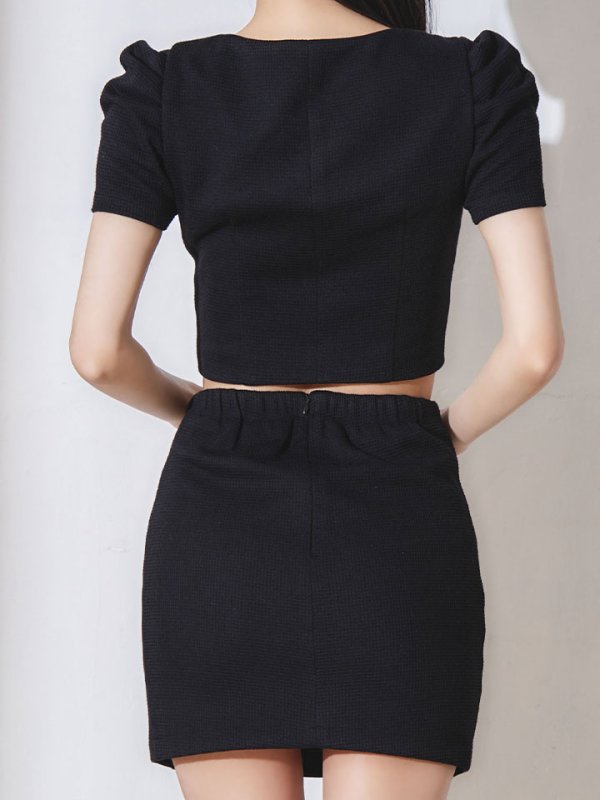 画像6: ワッフルセットアップドレス/ジップアップ/谷間見せ/背中隠し/タイト/ミニドレス/キャバドレス【XS-Mサイズ/1カラー】[OF03B] 【IM】