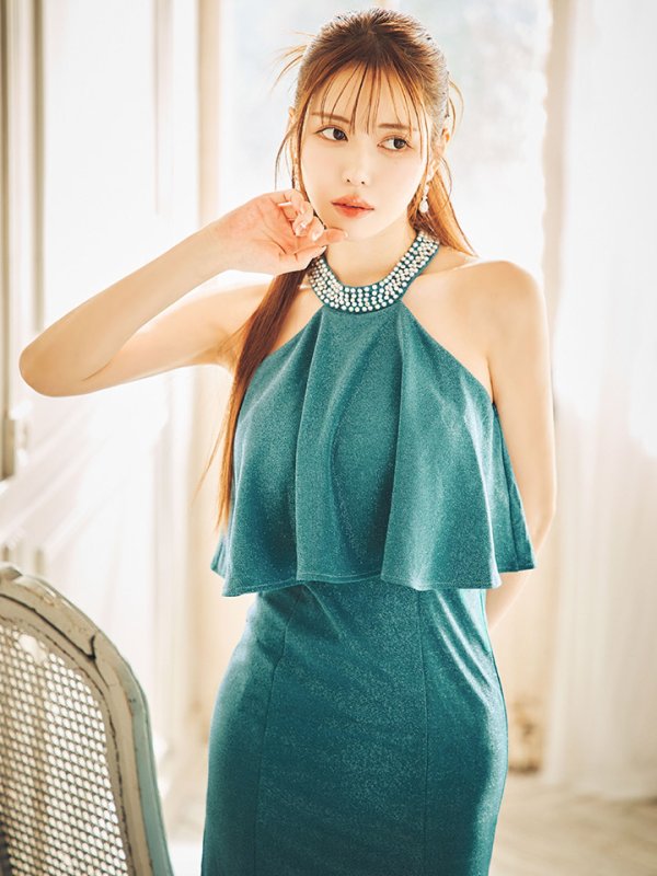 画像14: 【即日発送】ラメフリルミディアムドレス/タイト/ビジュー/グリッター/ノースリーブ/谷間隠し/背中隠し/ミディアムドレス/キャバドレス【IM】【XS-XLサイズ/4カラー】[OF03B] 【IM】dzw