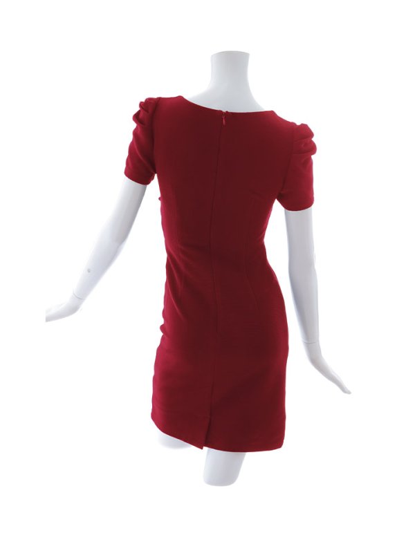 画像19: パフスリーブタイトドレス/谷間見せ/背中隠し/ミニドレス/キャバドレス【XS-Lサイズ/2カラー】[OF03B] 【IM】