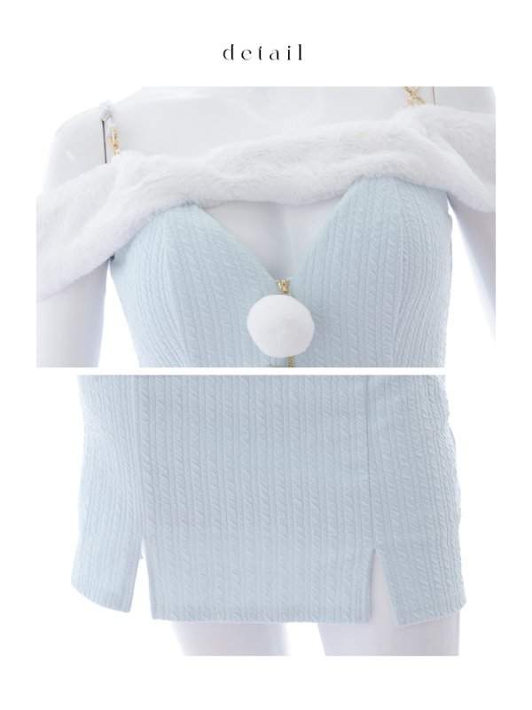 画像40: 【ノベルティ対象】【即日発送！】【サンタコス 3点セット】【XS-Lサイズ/3カラー】オフショルニットワンピサンタコスプレ(SLG001)(SFB001)[YMT]