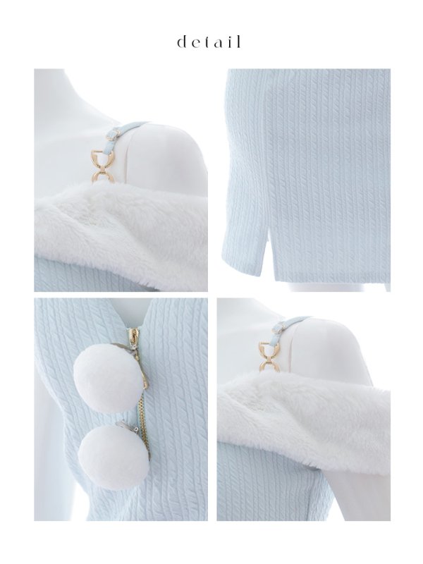 画像41: 【ノベルティ対象】【即日発送！】【サンタコス 3点セット】【XS-Lサイズ/3カラー】オフショルニットワンピサンタコスプレ(SLG001)(SFB001)[YMT]