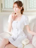 新サイズ追加!スクエアネックツイードミニドレス/キャバドレス【XS-Lサイズ/1カラー】[OF03] 【IM】