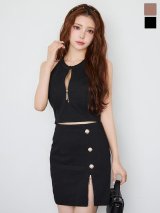 ホルターネックジップスリットセットアップドレス/キャバドレス【XS-Mサイズ/1カラー】[OF03] 【IM】