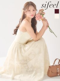 【sifeel/シフィール】新色登場！花柄シフォンレイヤードキャミワンピースドレス/キャバドレス【XS-Lサイズ/2カラー】[OF03B] 【IM】