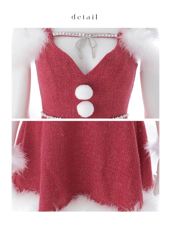 画像22: 【即日発送】【サンタ】フロントリボンオフショルフレアサンタコスプレ【コスプレ4点セット】【S-Mサイズ/1カラー】[OF03]