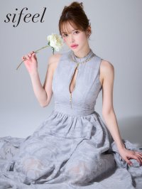 【sifeel/シフィール】フラワー刺繍ジップフレアワンピース/キャバドレス【S-Lサイズ/1カラー】[OF03]【IM】