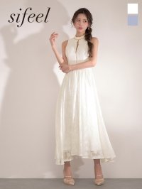 【sifeel/シフィール】フラワー刺繍ジップフレアワンピース/キャバドレス【S-Lサイズ/2カラー】[OF03]【IM】