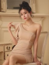 フリルワンショルダーラメタイトミニドレス/キャバドレス【XS-Mサイズ/1カラー】[OF03]【IM】