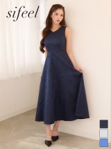 新色登場!送料無料!Ｖネック/ノースリーブ/花柄/刺繍/フレア/ミディアム/ワンピースドレス/キャバドレス【S-Mサイズ/3カラー】[OF03]【IM】LD