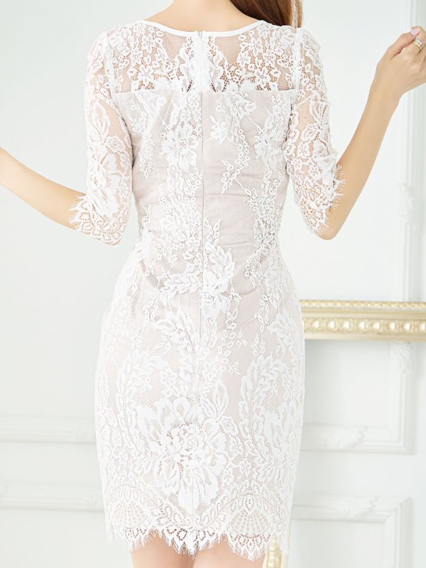 画像7: 総レース/袖あり/五分袖/タイト/ミニドレス/キャバドレス【S-Mサイズ/2カラー】[HC02] 【ON】