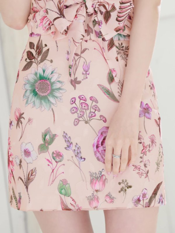 画像5: フラワープリントセットアップワンピース/オープンショルダー/花柄/キャバドレス/パッド無し/ミニドレス【S-Mサイズ/1カラー】[HC02]