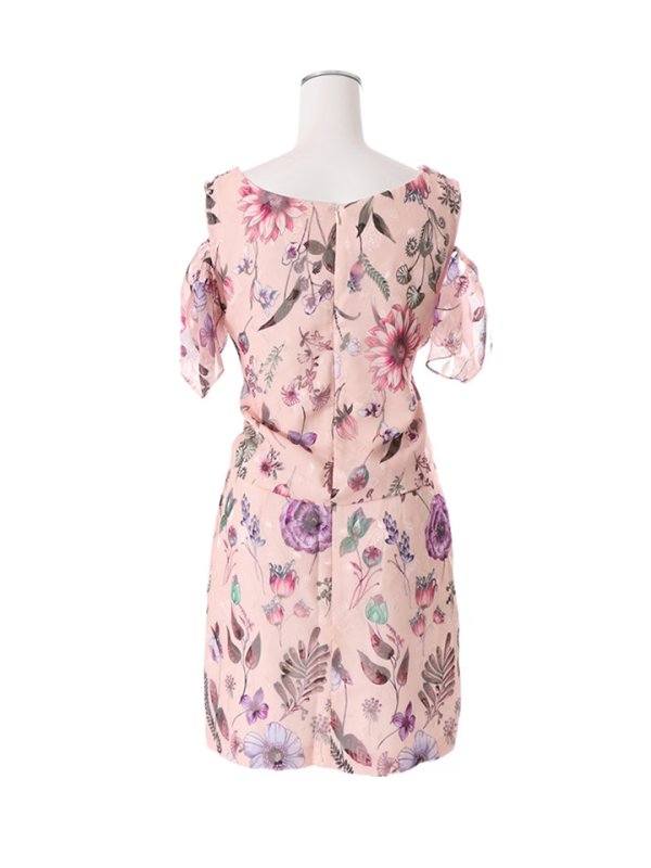 画像8: フラワープリントセットアップワンピース/オープンショルダー/花柄/キャバドレス/パッド無し/ミニドレス【S-Mサイズ/1カラー】[HC02]