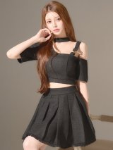 【JENNNY】ワンショルダーツイードセットアップドレス/キャバドレス【S-Mサイズ/1カラー】[OF04] 【KND】