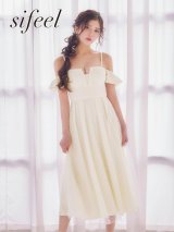 【sifeel/シフィール】チュール/スタッズ/キャミソール/谷間見せ/オフショル/ワンピース/ミディアムドレス/キャバドレス【S-Lサイズ/1カラー】[OF03] 【YN】dzcg