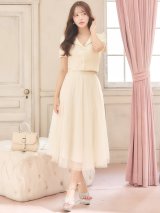 【sifeel/シフィール】襟付きツイードチュールスカートセットアップドレス/キャバドレス【S-Lサイズ/1カラー】[OF03] 【YN】dzwv