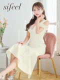 【sifeel/シフィール】Ｖネックフリルオープンショルダーワンピースドレス/キャバドレス【S-Lサイズ/1カラー】[OF03] 【YN】