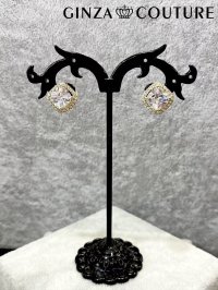 【アクセサリー：イヤリング】【ERUKEI】クリアビジュースクエアカットイヤリング[OF02]