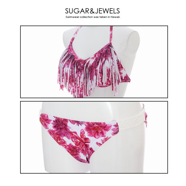 画像7: 【即日発送】【水着セール】【水着】【2サイズ / 1カラー】フラワーフリンジホルタービキニ[YMT]