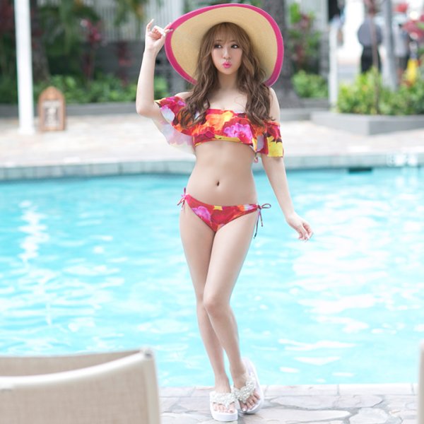 画像3: 【即日発送】【水着セール】【水着】リゾートフラワーオフショルビキニ　[YMT]