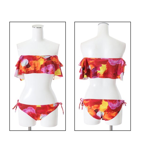 画像8: 【即日発送】【水着セール】【水着】リゾートフラワーオフショルビキニ　[YMT]