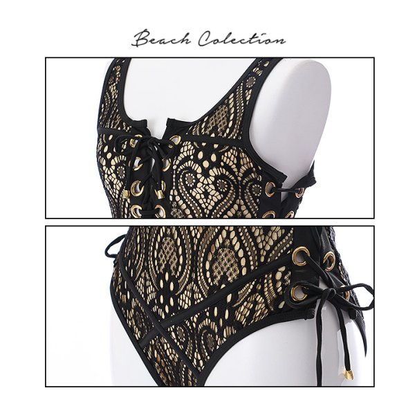 画像9: 【即日発送】【水着セール】【水着】レースアップワンピースビキニ[YMT]