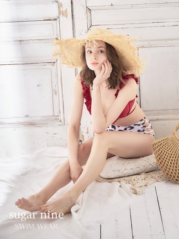 画像3: 【即日発送】【水着セール】【ビキニ】【水着】【パンツ2種類入り】2WAYフリルリボンレオパードビキニ[YMT]