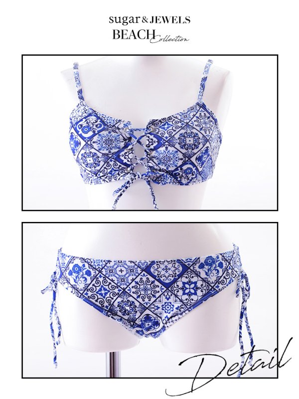 画像11: 【即日発送】値下げ！!【水着】フロントレースアップパネル柄ビキニ	[YMT]