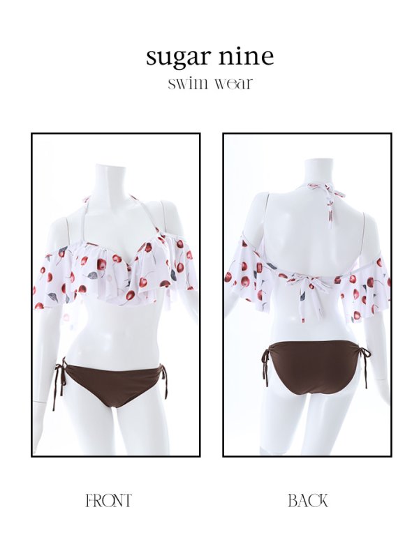 画像10: 【即日発送】【ビキニ】【水着】フリルショルダーさくらんぼビキニ[YMT]