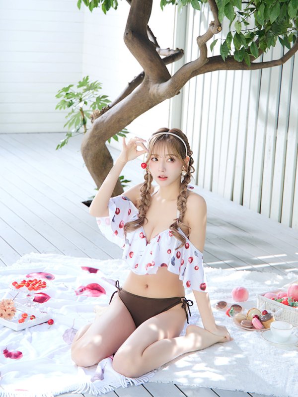 画像13: 【即日発送】【ビキニ】【水着】フリルショルダーさくらんぼビキニ[YMT]