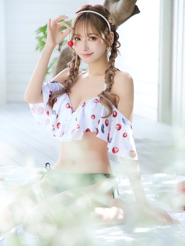 画像14: 【即日発送】【ビキニ】【水着】フリルショルダーさくらんぼビキニ[YMT]
