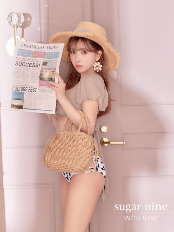 画像2: 【即日発送】【ビキニ】【水着】袖ありギャザーダルメシアンビキニ[YMT]