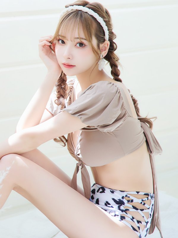 画像7: 【即日発送】【ビキニ】【水着】袖ありギャザーダルメシアンビキニ[YMT]