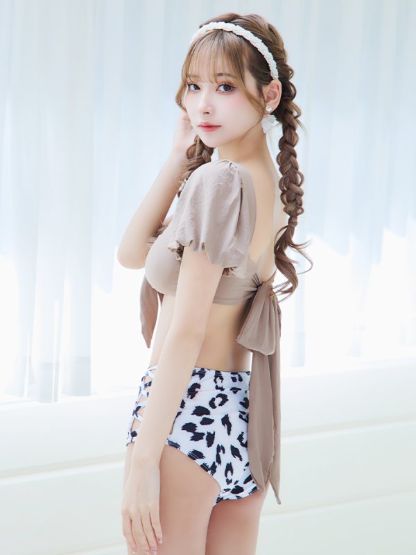 画像10: 【即日発送】【ビキニ】【水着】袖ありギャザーダルメシアンビキニ[YMT]