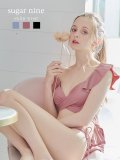 【即日発送！】【ビキニ】【水着】ショルダーフリルクロスビキニ/無地/シンプル[YMT]