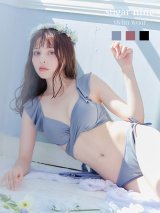 【ノベルティ対象】【ビキニ】【水着】ショルダーフリルクロスビキニ/無地/シンプル【一部予約/6月上旬発送予定】[OF03C-U]