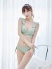 画像2: 【即日発送！】【ビキニ】【水着】ショルダーフリルクロスビキニ/無地/シンプル[YMT] (2)