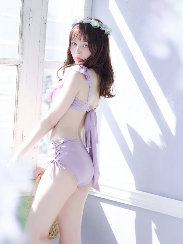 画像11: 【即日発送】【水着セール】【ビキニ】【水着】フリルショルダービキニ/ハイウエスト/無地/シンプル[YMT]