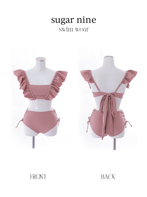 画像47: 【即日発送】【水着セール】【ビキニ】【水着】フリルショルダービキニ/ハイウエスト/無地/シンプル[YMT]