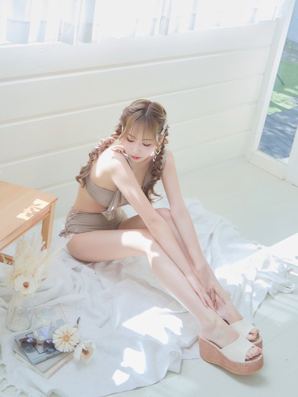 画像15: 【即日発送】【水着セール】【ビキニ】【水着】フリルショルダービキニ/ハイウエスト/無地/シンプル[YMT]