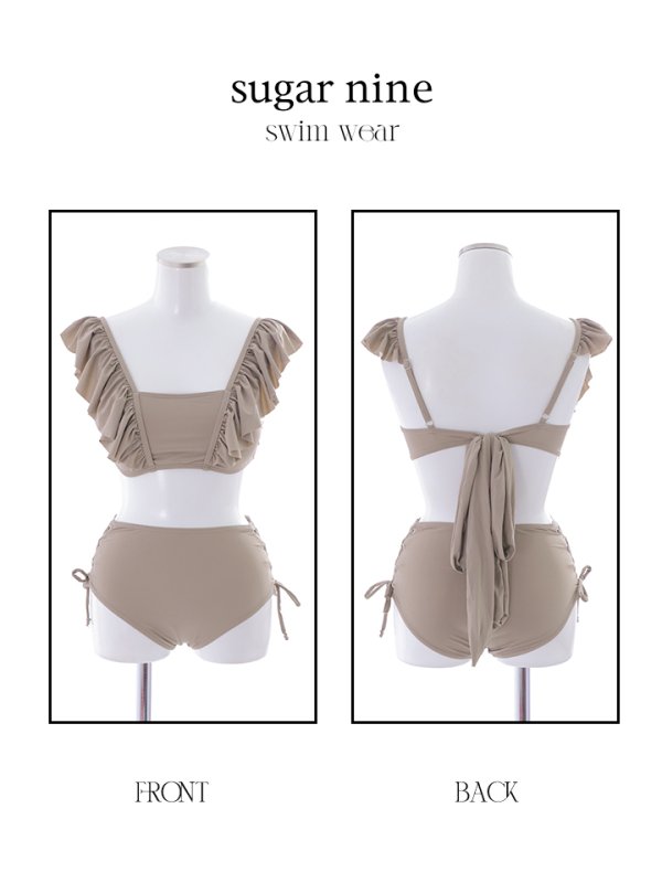 画像17: 【即日発送】【水着セール】【ビキニ】【水着】フリルショルダービキニ/ハイウエスト/無地/シンプル[YMT]