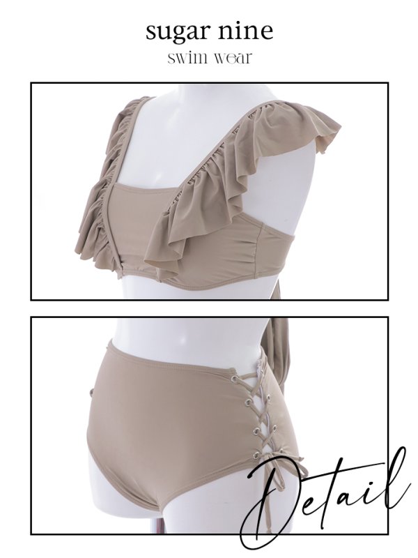 画像16: 【即日発送】【水着セール】【ビキニ】【水着】フリルショルダービキニ/ハイウエスト/無地/シンプル[YMT]